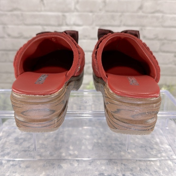 Gymboree Willow Red Suede Woodgrain Platform Vintage Bow Clogs Girls 11M❤️EUC❤️ - Picture 6 of 11